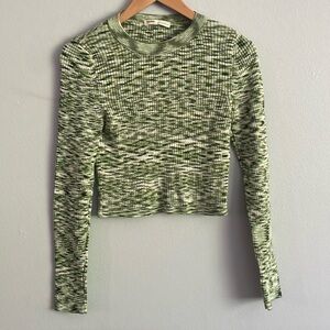 Pull&Bear Green Cropped Pullover Knit Shirt Size M